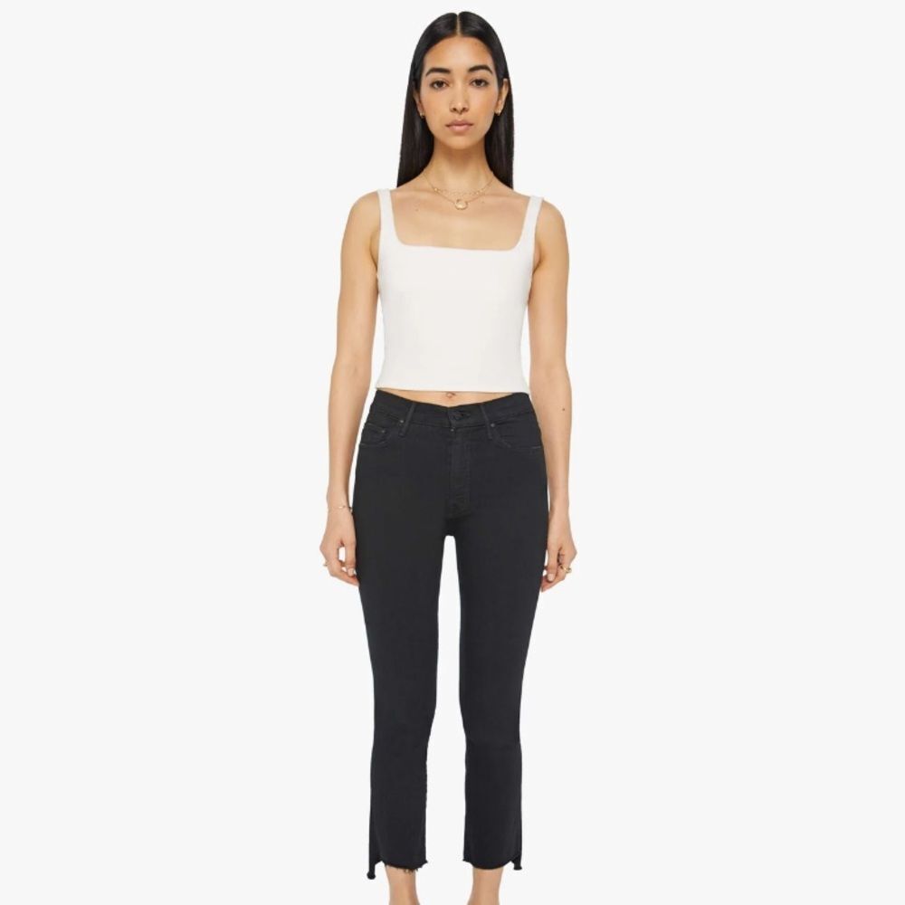 Mother Insider Crop Step Fray Not Guilty Charcoal Dark Grey Jeans Size 27